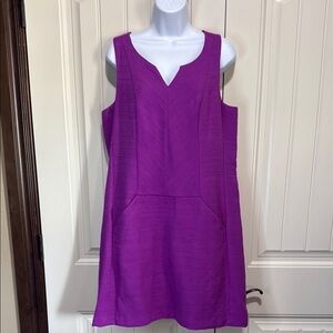 LOFT Purple A-line V-neck Mini Dress